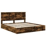 vidaXL Lit de Rangement Chêne fumé 180 x 200 cm Bois d'ingénierie