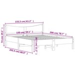 vidaXL Cadre de lit sans matelas cire marron 150x200cm bois pin massif