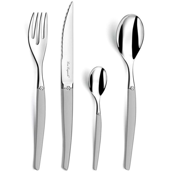 Lou Laguiole Ensemble de coutellerie 24 Pièces Jet Satiné Argenté