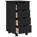 vidaXL Cabinet roulant Noir 34 x 39 x 65 5 cm Bois de Pin Massif