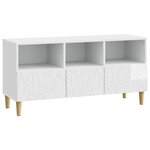 vidaXL Meuble TV 102 x 34 5 x 50 cm Blanc brillant Bois d'ingénierie
