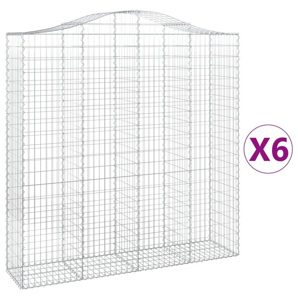 vidaXL Paniers à gabions arqués 6 Pièces 200x50x200/220 cm Fer galvanisé