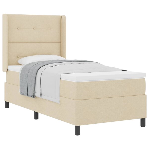 vidaXL Lit à ressorts avec matelas Crème 200 x 100 cm tissu