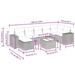 vidaXL Salon de jardin 8 Pièces avec coussins noir résine tressée