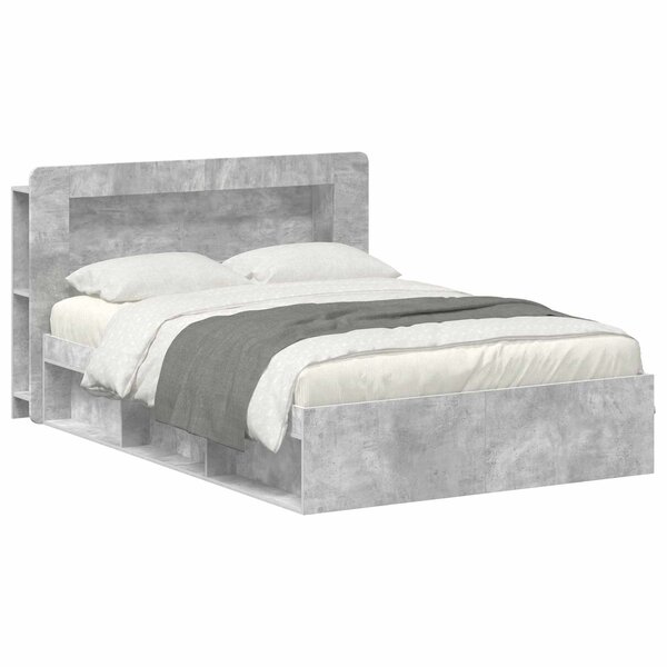 vidaXL Cadre de lit avec rangement Gris béton 140 x 190 cm