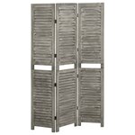 vidaXL Cloison de séparation 3 panneaux Gris 106 5x166 cm Bois solide