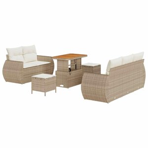 vidaXL Ensemble de canapé de jardin avec coussin 8 Pièces Beige polyrotin