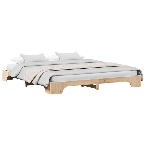 vidaXL Cadre de lit Naturel 200 x 200 cm Pin massif