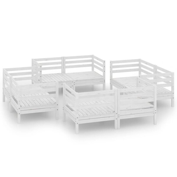 Salon de jardin meuble d'extérieur ensemble de mobilier 8 pièces blanc bois de pin massif 02_0017775