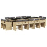 vidaXL Ensemble à manger de jardin et coussins 15 Pièces mélange beige