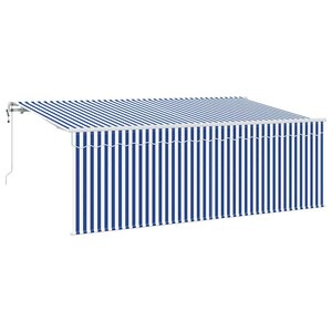 vidaXL Auvent Rétractable Rayé Bleu et blanc 350 x 200 cm Tissu  métal