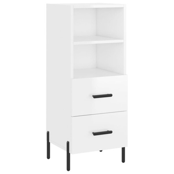 vidaXL Buffet Blanc brillant 34 5x34x90 cm Bois d'ingénierie
