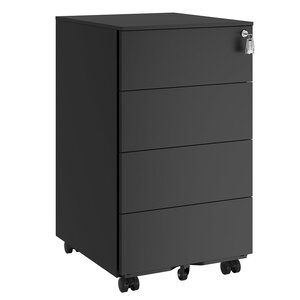 Caisson de bureau mobile verrouillable avec 3 tiroirs rangement de documents papeterie préassemblé pour bureau bureau à domicile 39 x 45 x 55 cm noir mat 12_0004821