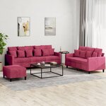 vidaXL Ensemble de canapés 3 Pièces avec coussins Rouge bordeaux Velours
