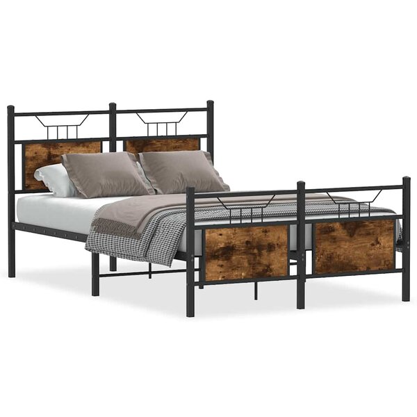 vidaXL Cadre de lit sans matelas chêne fumé 120x190 cm bois ingénierie