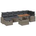 Ensemble de canapés de jardin 8 pièces avec coussins gris en poly rattan