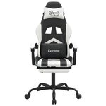 vidaXL Chaise de jeu pivotante et repose-pied Noir et blanc Similicuir