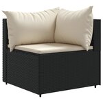 vidaXL Salon de jardin 7 Pièces avec coussins Noir Résine tressée