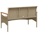 vidaXL Banc de jardin avec coussins 116x62 5x74cm beige résine tressée