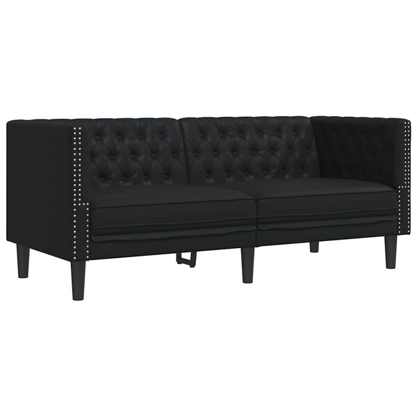 vidaXL Canapé Chesterfield Argyle Noir 174 x 74.5 x 70.5 cm Faux cuir