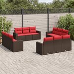 vidaXL Salon de jardin avec coussins 12 Pièces marron résine tressée