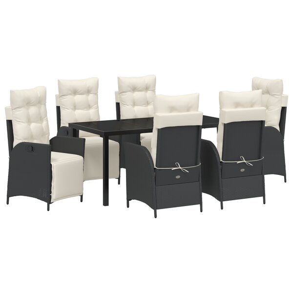 vidaXL Set de salle à manger de jardin 7 pièces en poly rattan noir