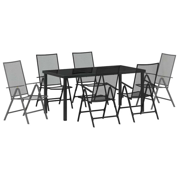 vidaXL Ensemble de salle à manger pour jardin 7 Pièces Anthracite Acier