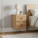 vidaXL Cabinet de chevet mural 2 pc Chêne artisanal 34 5 x 33 x 40 cm