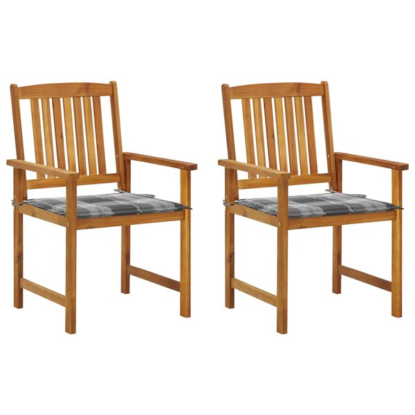 vidaXL Chaises de jardin avec coussins 2 Pièces Bois d'acacia massif