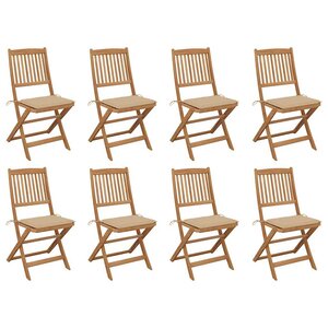 vidaXL Chaises pliables d'extérieur et coussins lot de 8 Bois d'acacia