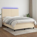 vidaXL Sommier à lattes de lit et matelas et LED Crème 140x190cm Tissu