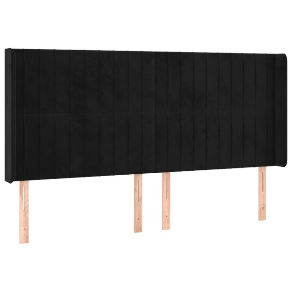 vidaXL Tête de lit avec oreilles Noir 203x16x118/128 cm Velours