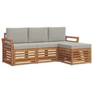 vidaXL Ensemble de canapés d'extérieur 4 pc Gris Naturel et Clair