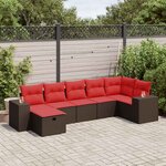 vidaXL Salon de jardin avec coussins 7 Pièces marron résine tressée