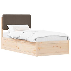 vidaXL Cadre de lit avec tête de lit rembourrée Taupe 90 x 200 cm