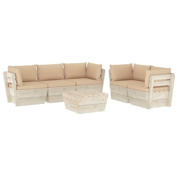 vidaXL Salon de jardin palette 6 Pièces avec coussins bois d'épicéa