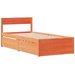 vidaXL Lit avec tiroirs/matelas cire marron 90x200 cm bois massif pin