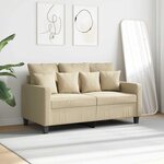 vidaXL Canapé à 2 places Crème 120 cm Tissu