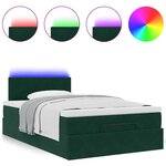 vidaXL Lit ottoman avec matelas et LED vert foncé 90x200cm velours