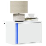 vidaXL Tables de chevet murales avec lumières LED 2 Pièces blanc