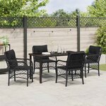 vidaXL Ensemble de salle à manger pour jardin 5 Pièces Noir Poly rotin