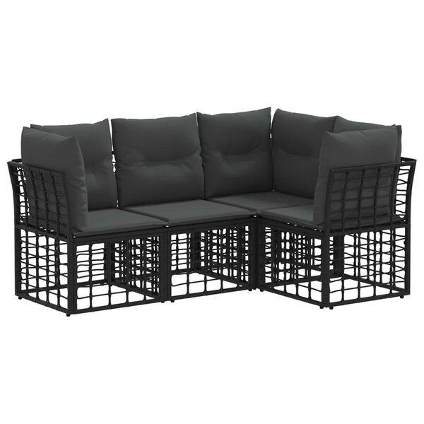 vidaXL Ensemble de canapés d'extérieur Noir Polyester