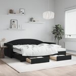 vidaXL Lit de jour avec gigogne et tiroirs noir 90x190 cm velours