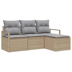 vidaXL Ensemble de canapé de jardin 4 Pièces Beige  Gris clair