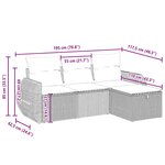 vidaXL Salon de jardin 4 Pièces avec coussins gris clair résine tressée