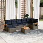 vidaXL Salon de jardin 8 Pièces avec coussins gris résine tressée