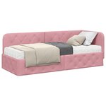 vidaXL Cadre de lit d'angle avec matelas Rose 80 x 200 cm Velours
