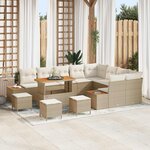 vidaXL Ensemble de canapé de jardin avec coussin 13 Pièces Beige et crème