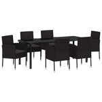 vidaXL Ensemble de salle à manger pour jardin 7 Pièces Noir polyrotin