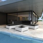 vidaXL Salon de jardin 6 Pièces avec coussins résine tressée blanc